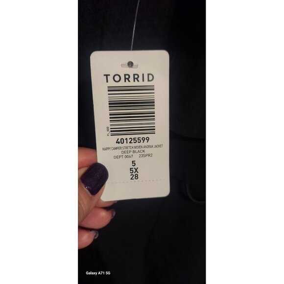 TORRID Happy Camper Stretch Woven Anorak Jacket Deep Black Size 5X Plus Size NWT - Picture 7 of 13
